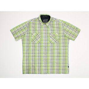 Kuhl Mens XL Hiking Travel Shirt Green Plaid Short Sleeve